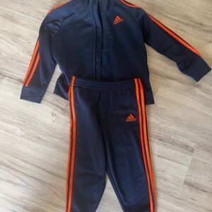 Adidas Toddler Dark Blue and Bright Orange Tracksuit 24 months